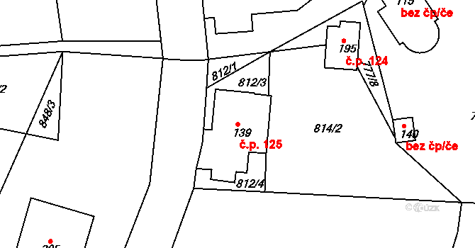 Horní Krupka 125, Krupka na parcele st. 139 v KÚ Horní Krupka, Katastrální mapa