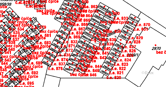 Lovosice 852 na parcele st. 2869/35 v KÚ Lovosice, Katastrální mapa