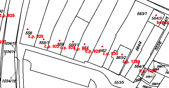 Brumov 928, Brumov-Bylnice na parcele st. 561 v KÚ Brumov, Katastrální mapa