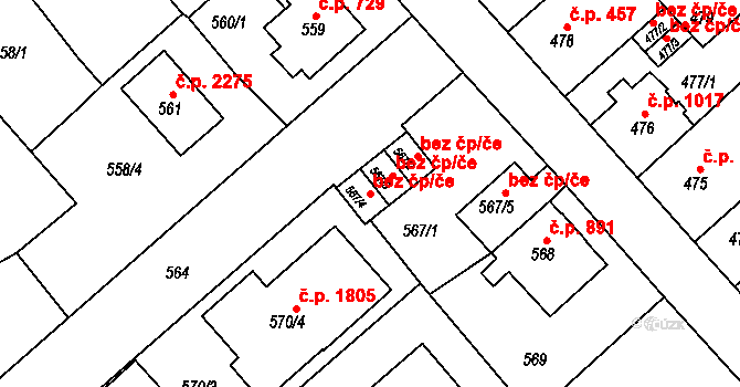 Sokolov 44377096 na parcele st. 567/4 v KÚ Sokolov, Katastrální mapa