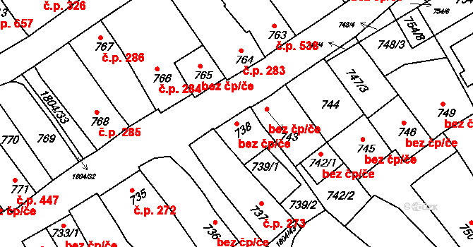 Dolní Bojanovice 44771096 na parcele st. 738 v KÚ Dolní Bojanovice, Katastrální mapa