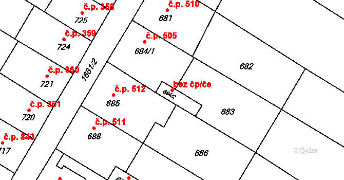 Drnovice 49938096 na parcele st. 684/2 v KÚ Drnovice u Vyškova, Katastrální mapa