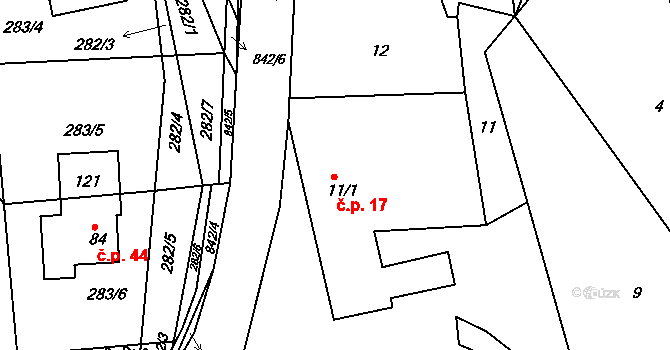 Libkov 17 na parcele st. 11/1 v KÚ Libkov u Nasavrk, Katastrální mapa