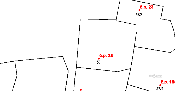 Neuměřice 24 na parcele st. 56 v KÚ Neuměřice, Katastrální mapa