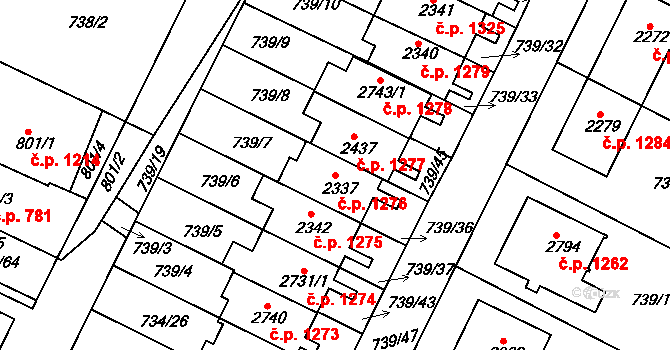 Neratovice 1276 na parcele st. 2337 v KÚ Neratovice, Katastrální mapa