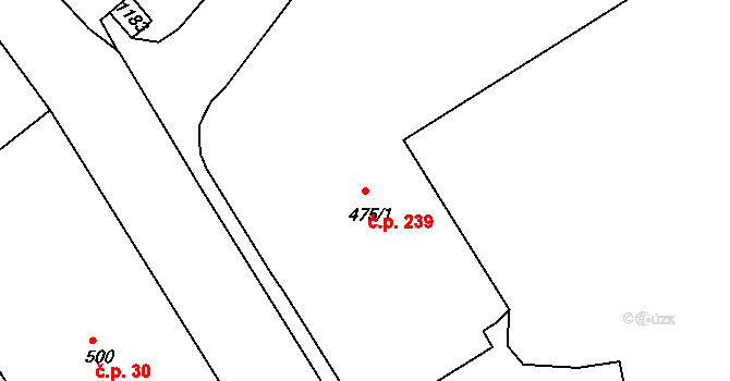 Broumov 239 na parcele st. 475/1 v KÚ Broumov, Katastrální mapa