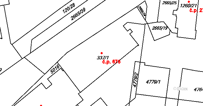 Zelené Předměstí 676, Pardubice na parcele st. 337/1 v KÚ Pardubice, Katastrální mapa