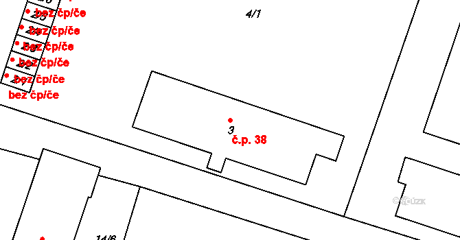 Lipno nad Vltavou 38 na parcele st. 3 v KÚ Lipno nad Vltavou, Katastrální mapa