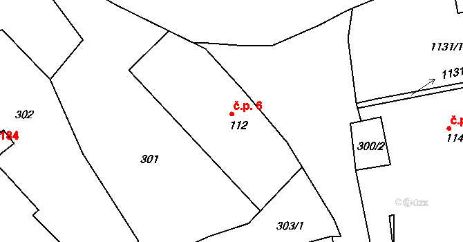 Ohnišov 6 na parcele st. 112 v KÚ Ohnišov, Katastrální mapa