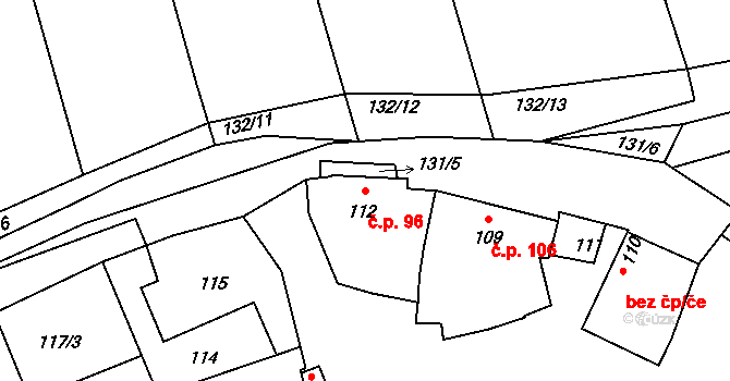 Bohumilice 96, Klobouky u Brna na parcele st. 112 v KÚ Bohumilice, Katastrální mapa