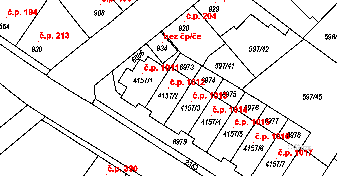Beroun-Závodí 1012, Beroun na parcele st. 4157/2 v KÚ Beroun, Katastrální mapa