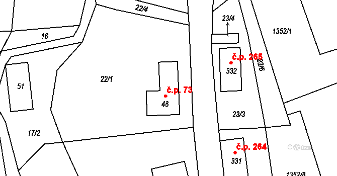 Heřmanice v Podještědí 73, Jablonné v Podještědí na parcele st. 48 v KÚ Heřmanice v Podještědí, Katastrální mapa