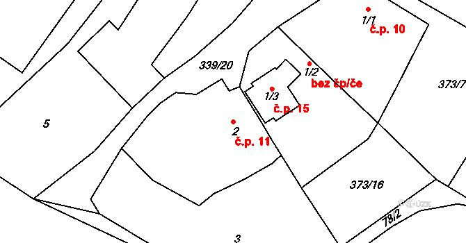 Prachovice 11, Dašice na parcele st. 2 v KÚ Prachovice u Dašic, Katastrální mapa