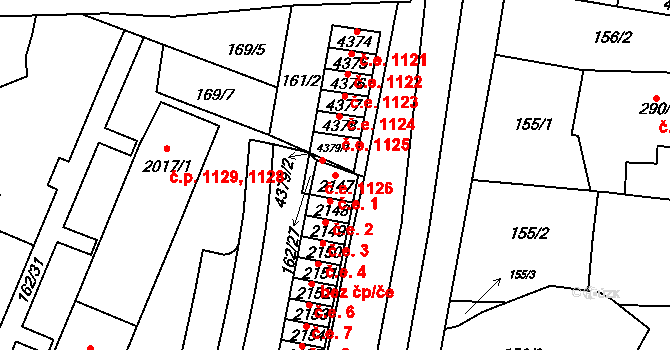 Kyjov 1 na parcele st. 2147 v KÚ Kyjov, Katastrální mapa