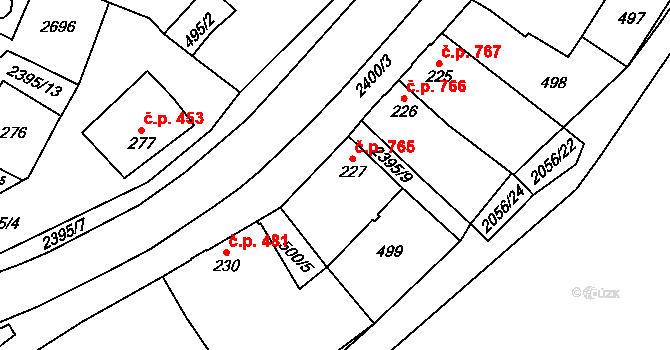Polná 765 na parcele st. 227 v KÚ Polná, Katastrální mapa