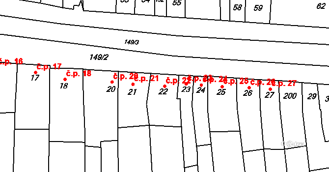Lípy 22, Slatinice na parcele st. 22 v KÚ Lípy, Katastrální mapa
