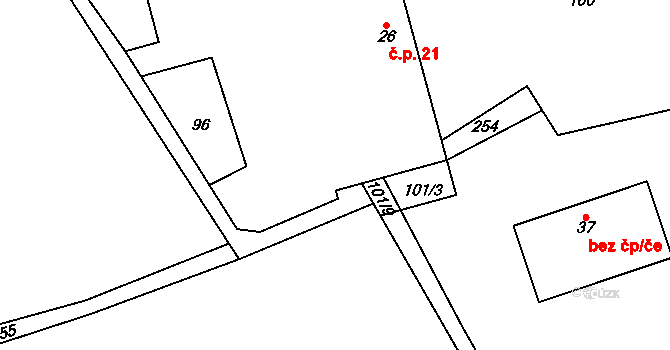 Vlhošť 21, Žeretice na parcele st. 26 v KÚ Vlhošť, Katastrální mapa