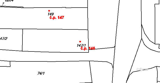 Batelov 146 na parcele st. 147/1 v KÚ Batelov, Katastrální mapa