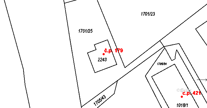 Malá Strana 179, Týn nad Vltavou na parcele st. 2243 v KÚ Týn nad Vltavou, Katastrální mapa