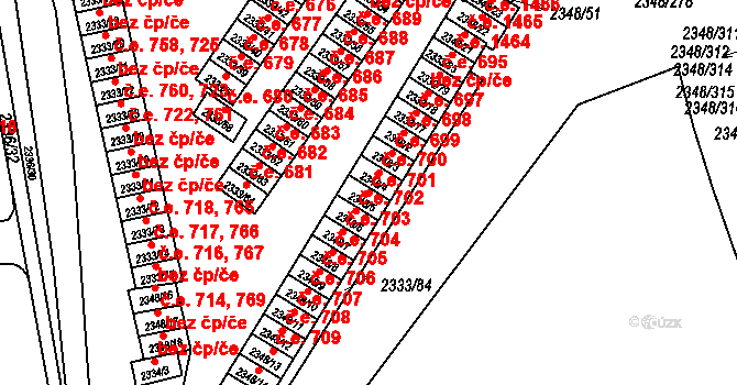 Pelhřimov 701 na parcele st. 2348/5 v KÚ Pelhřimov, Katastrální mapa