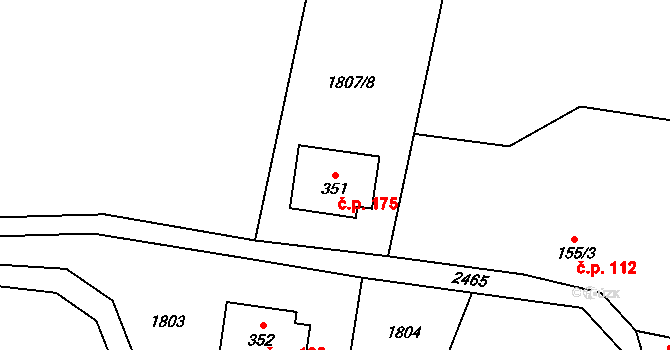 Leskovec 175 na parcele st. 351 v KÚ Leskovec, Katastrální mapa