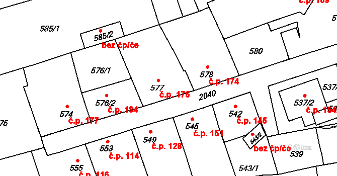 Uhříněves 175, Praha na parcele st. 577 v KÚ Uhříněves, Katastrální mapa