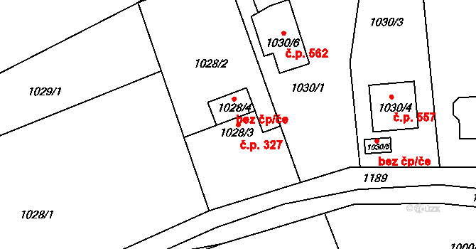 Velká Chuchle 327, Praha na parcele st. 1028/3 v KÚ Velká Chuchle, Katastrální mapa
