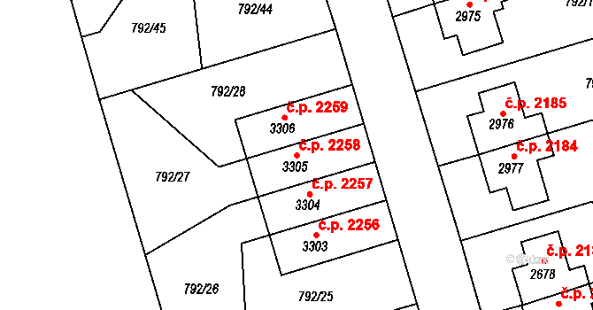Dvůr Králové nad Labem 2258 na parcele st. 3305 v KÚ Dvůr Králové nad Labem, Katastrální mapa