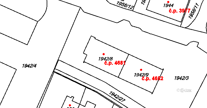 Chomutov 4681 na parcele st. 1942/8 v KÚ Chomutov I, Katastrální mapa