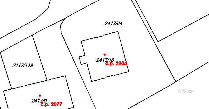 Hranice 2804, Karviná na parcele st. 2417/10 v KÚ Karviná-město, Katastrální mapa