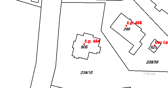 Přerov II-Předmostí 454, Přerov na parcele st. 905 v KÚ Předmostí, Katastrální mapa