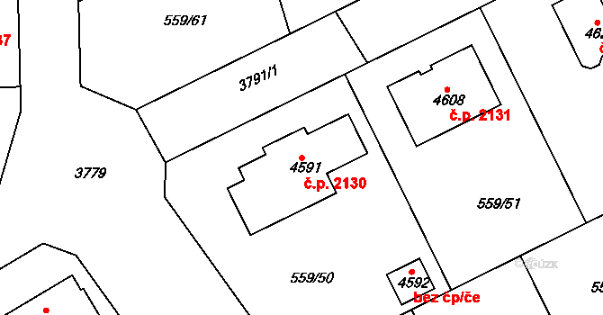 Česká Třebová 2130 na parcele st. 4591 v KÚ Česká Třebová, Katastrální mapa