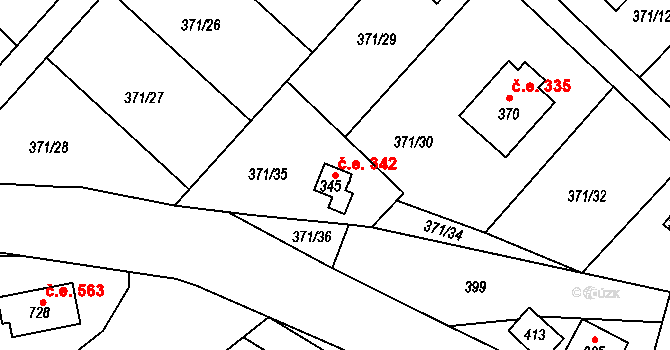 Mechová 342, Lipová na parcele st. 345 v KÚ Mechová, Katastrální mapa
