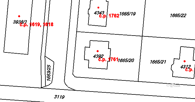 Čelákovice 1761 na parcele st. 4392 v KÚ Čelákovice, Katastrální mapa