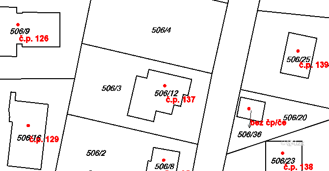 Lipno nad Vltavou 137 na parcele st. 506/12 v KÚ Lipno nad Vltavou, Katastrální mapa