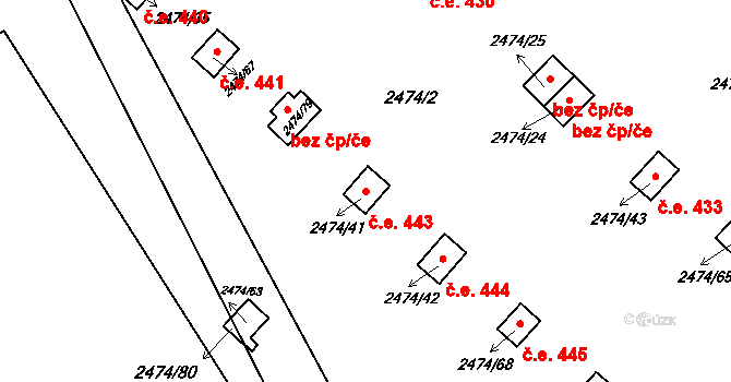 Svinov 443, Ostrava na parcele st. 2474/41 v KÚ Svinov, Katastrální mapa