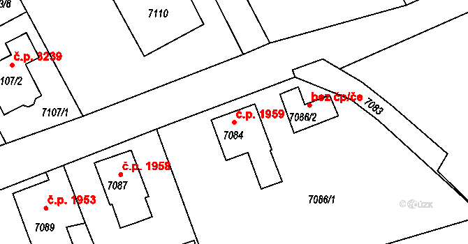 Varnsdorf 1959 na parcele st. 7084 v KÚ Varnsdorf, Katastrální mapa