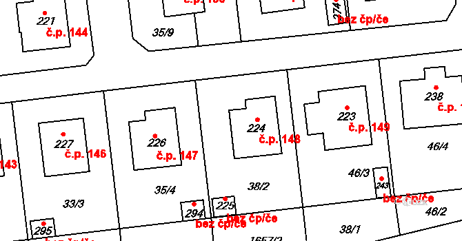 Jankov 148 na parcele st. 224 v KÚ Jankov, Katastrální mapa