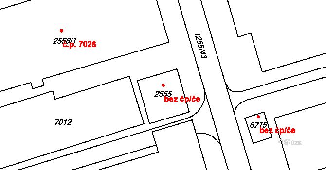 Zlín 41174097 na parcele st. 2555 v KÚ Zlín, Katastrální mapa