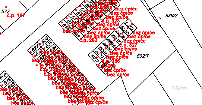 Přerov VI-Újezdec 356, Přerov na parcele st. 602/13 v KÚ Újezdec u Přerova, Katastrální mapa