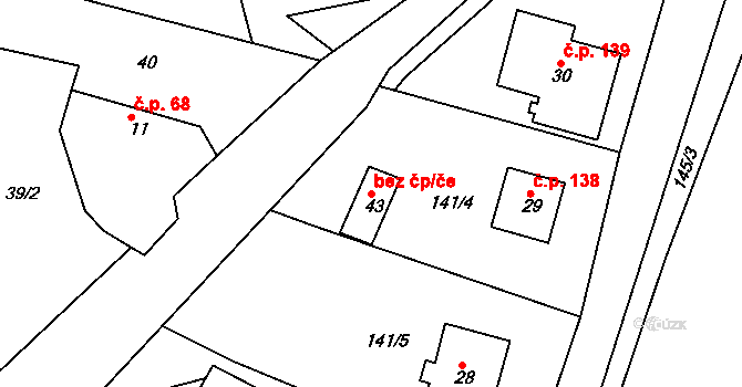 Bítovčice 43182097 na parcele st. 43 v KÚ Dolní Bítovčice, Katastrální mapa