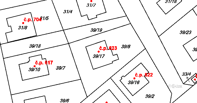 Štěpánkovice 623 na parcele st. 39/17 v KÚ Štěpánkovice, Katastrální mapa