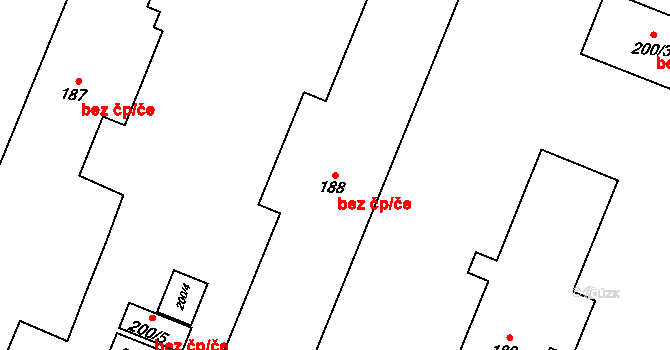 Brno 45601097 na parcele st. 188 v KÚ Tuřany, Katastrální mapa