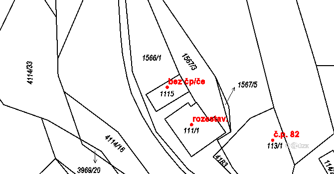 Kozlovice 46457097 na parcele st. 1115 v KÚ Kozlovice, Katastrální mapa