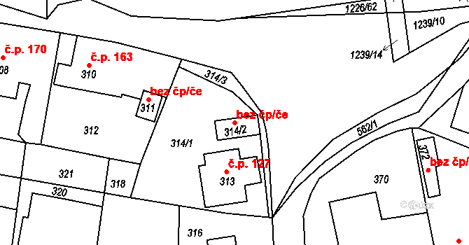 Zaječov 47053097 na parcele st. 314/2 v KÚ Zaječov, Katastrální mapa