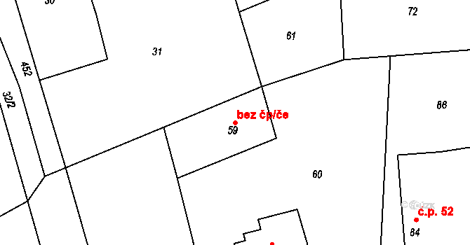 Velký Borek 48517097 na parcele st. 59 v KÚ Mělnická Vrutice, Katastrální mapa