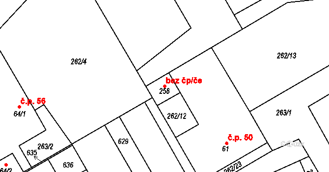 Mratín 49576097 na parcele st. 258 v KÚ Mratín, Katastrální mapa