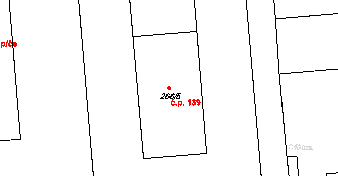Čepirohy 139, Most na parcele st. 266/5 v KÚ Čepirohy, Katastrální mapa