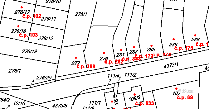 Veselí nad Lužnicí I 282, Veselí nad Lužnicí na parcele st. 279 v KÚ Veselí nad Lužnicí, Katastrální mapa