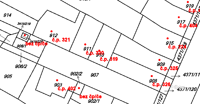 Veselí nad Lužnicí II 319, Veselí nad Lužnicí na parcele st. 910 v KÚ Veselí nad Lužnicí, Katastrální mapa